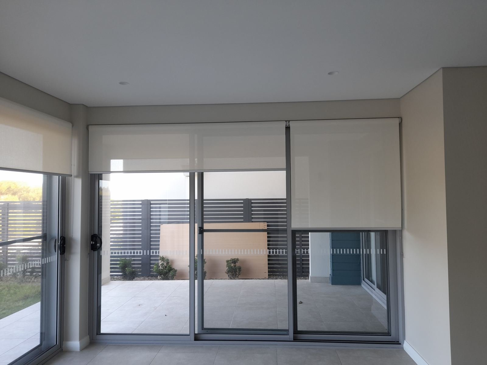 Roller blinds on sliding door